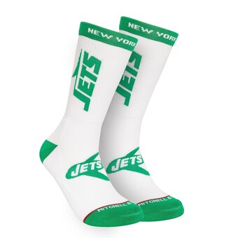 Men's New York Jets Mitchell & Ness White Throwback Kick Off Crew Socks