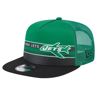 Men's New York Jets New Era Green/Black Half Stripe Trucker A-Frame 9FIFTY Snapback Hat