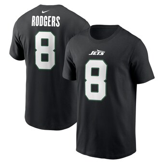 Men's New York Jets Aaron Rodgers Nike Black Name & Number T-Shirt