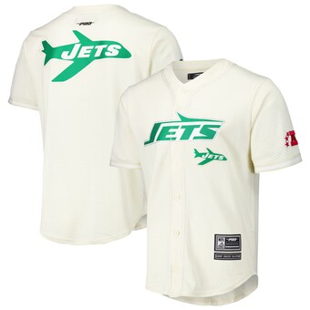 Men's New York Jets Pro Standard Cream Retro Classic Mesh Button-Up Shirt