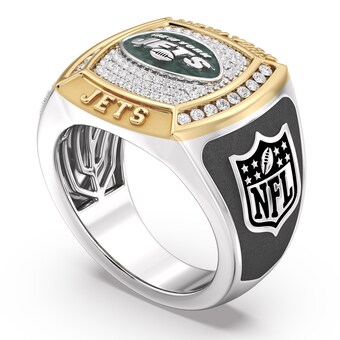 New York Jets 1/2 CTTW Diamond Two-Tone Yellow Gold and Sterling Silver Ring