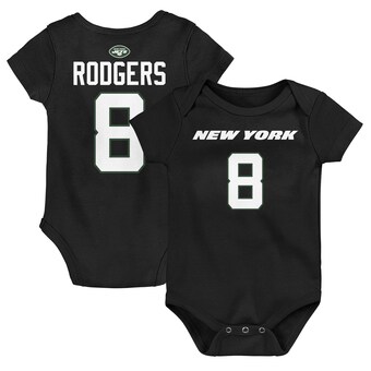 Newborn & Infant New York Jets Aaron Rodgers Black Mainliner Player Name & Number Bodysuit