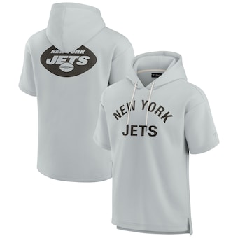 Unisex New York Jets Fanatics Gray Elements Super Soft Fleece Short Sleeve Pullover Hoodie