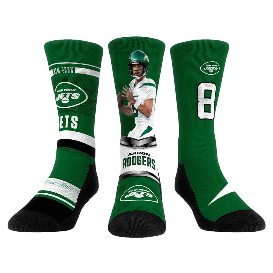 Unisex New York Jets Aaron Rodgers Rock Em Socks 3-Pack Crew Sock Set