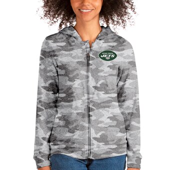 Women's New York Jets Antigua Camo Absolute Full-Zip Hoodie