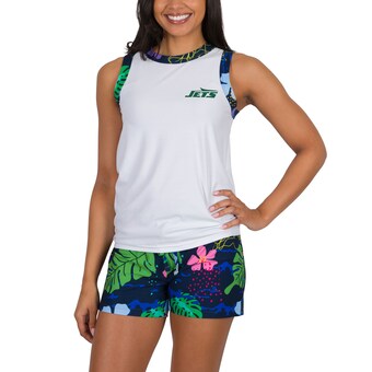 Women's New York Jets  Concepts Sport White Roamer Knit Tank Top & Shorts Set