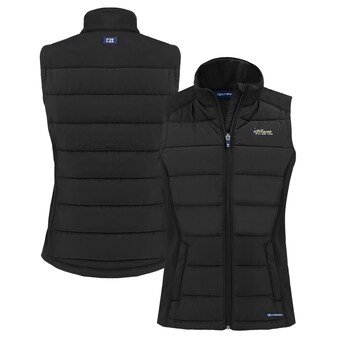 Women's New York Jets  Cutter & Buck Black Throwback Evoke Hybrid Eco Softshell Recycled Full-Zip Vest