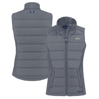 Women's New York Jets  Cutter & Buck Gray Throwback Evoke Hybrid Eco Softshell Recycled Full-Zip Vest