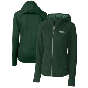 Women's New York Jets Cutter & Buck Heather Green Throwback Logo Mainsail Full-Zip Jacket