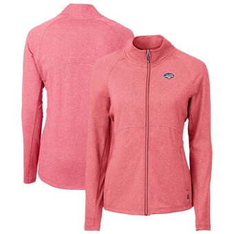 Women's New York Jets Cutter & Buck Heather Red Adapt Eco Knit Recycled Full-Zip Jacket