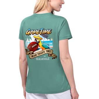 Women's New York Jets Margaritaville Green Game Time V-Neck T-Shirt