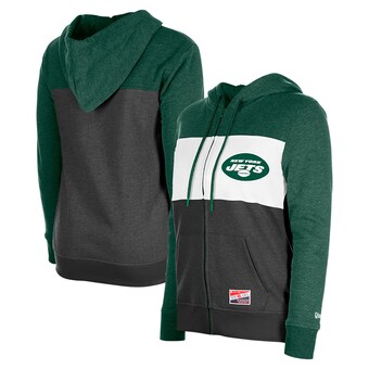 Women's New York Jets New Era Green Color-Block Full-Zip Hoodie