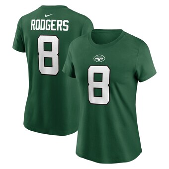 Women's New York Jets Aaron Rodgers Nike Green Player Name & Number T-Shirt