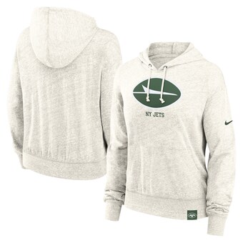 Women's New York Jets Nike Cream Gym Vintage Logo Pullover Hoodie