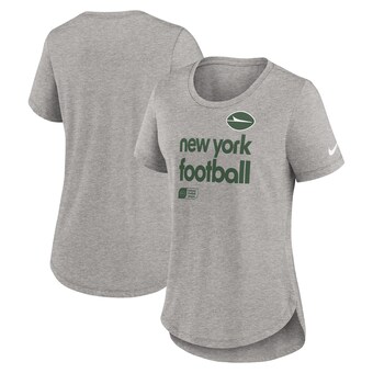 Women's New York Jets  Nike Heather Charcoal Fashion Tri-Blend T-Shirt