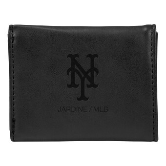 New York Mets Black Laser-Engraved Trifold Wallet