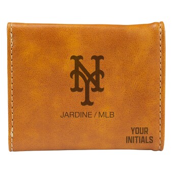 New York Mets Brown Personalized Trifold Wallet
