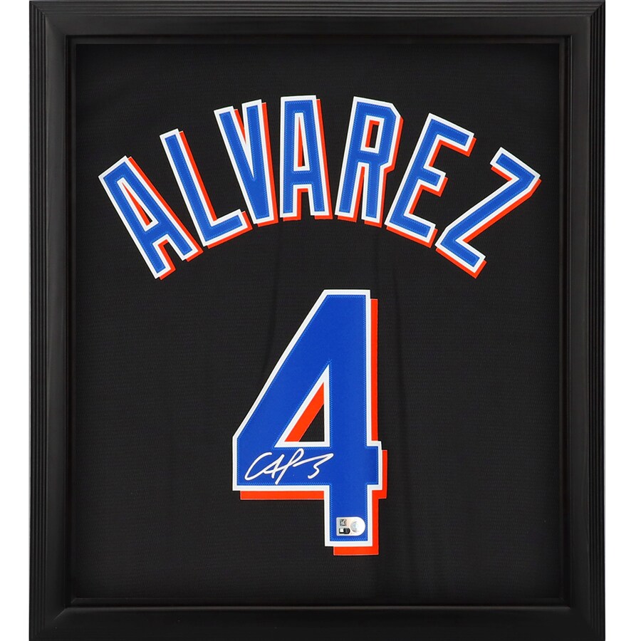 Francisco Alvarez New York Mets Autographed Fanatics Authentic Framed Black Nike Replica Jersey Shadowbox