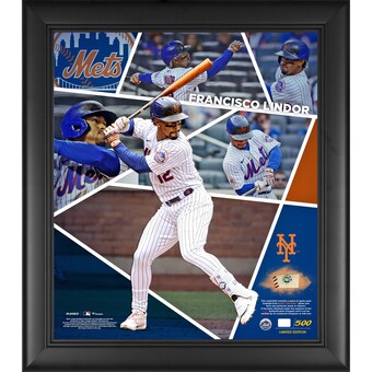 New York Mets Francisco Lindor Fanatics Authentic Framed 15'' x 17'' Impact Player Collage with a Piece of Game-Used Baseball - Limited Edition of 500