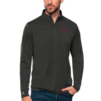 Men's New York Mets Antigua Charcoal Tribute Quarter-Zip Pullover Top