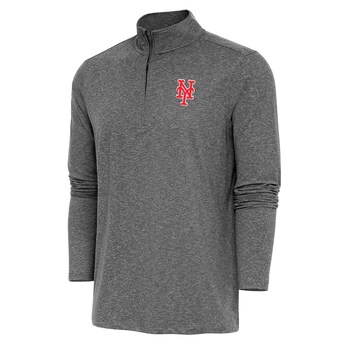 Men's New York Mets  Antigua Heather Black Hunk Quarter-Zip Pullover Top