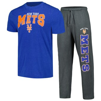 Men's New York Mets Concepts Sport Charcoal/Royal Meter T-Shirt & Pants Sleep Set