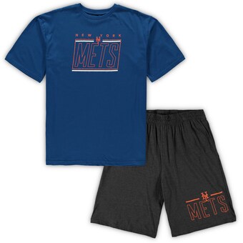 Men's New York Mets Concepts Sport Royal/Heathered Charcoal Big & Tall T-Shirt & Shorts Sleep Set