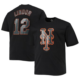 Men's New York Mets Francisco Lindor Fanatics Black Big & Tall Logo T-Shirt