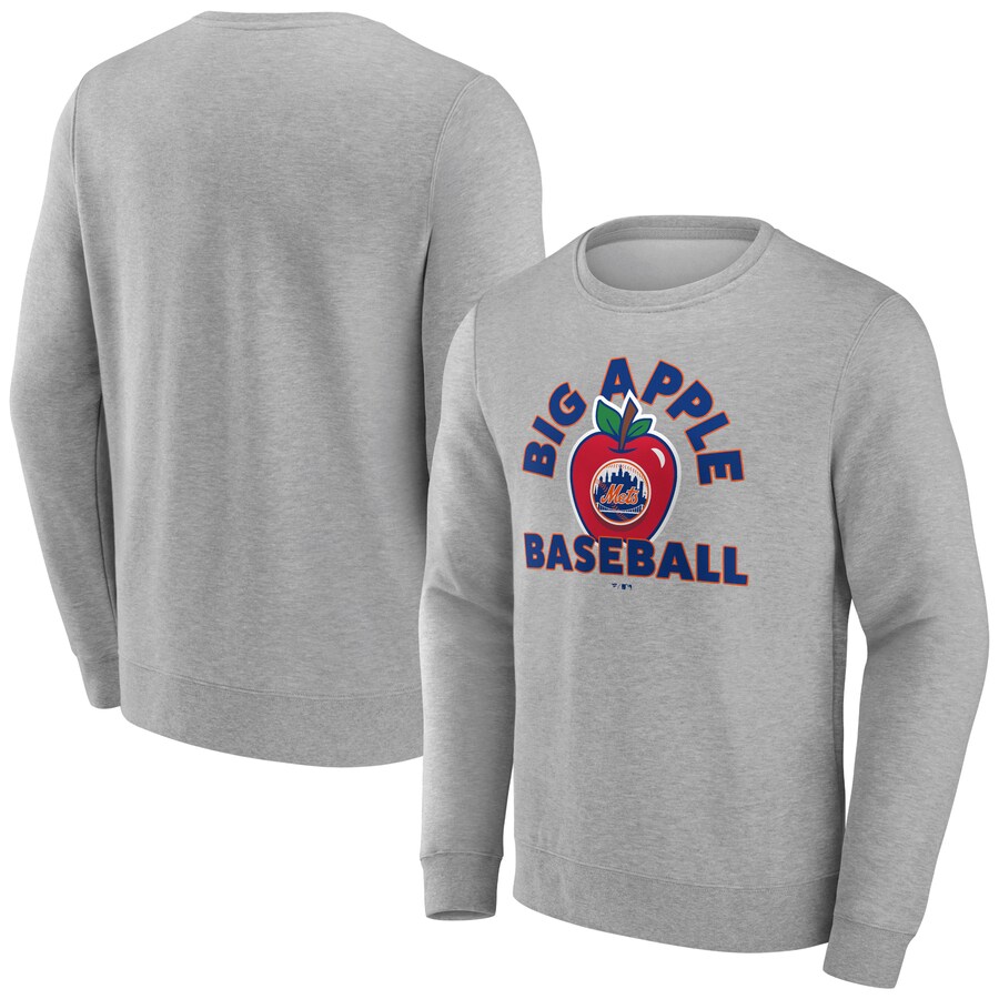 Men's New York Mets  Fanatics Gray Big Apple Baseball Pullover Sweatshirt