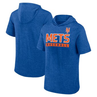 Men's New York Mets Fanatics Heather Royal Push Short Sleeve Pullover Hoodie