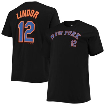 Men's New York Mets Francisco Lindor Black Big & Tall Name & Number T-Shirt