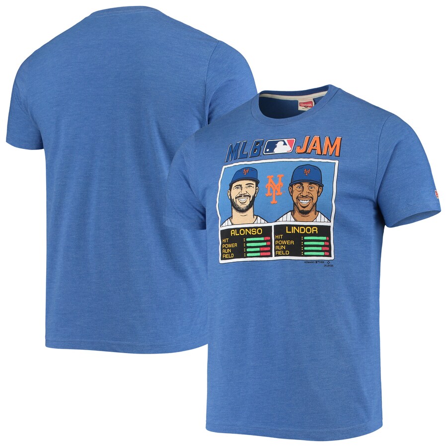 Men's New York Mets Francisco Lindor & Pete Alonso Homage Royal MLB Jam Tri-Blend T-Shirt