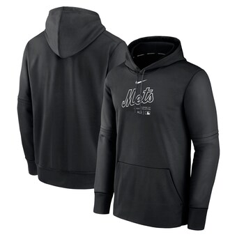 Men's New York Mets Nike Black Authentic Collection Practice Performance Pullover Hoodie