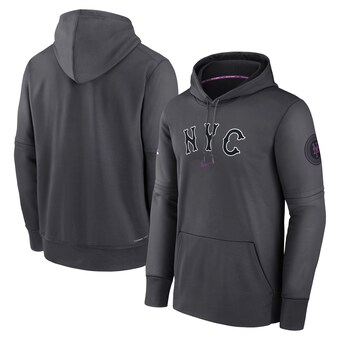 Men's New York Mets  Nike Charcoal 2024 City Connect Authentic Collection Practice Performance Pullover Hoodie