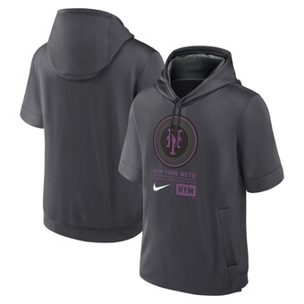 Men's New York Mets  Nike Charcoal 2024 City Connect Short Sleeve Pullover Hoodie