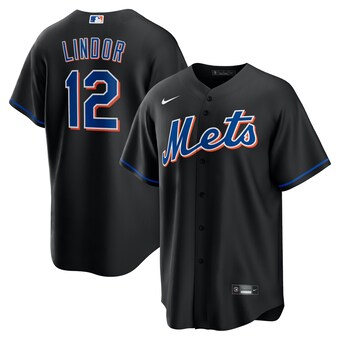 Men's New York Mets Francisco Lindor Nike Black 2022 Alternate Replica Player Jersey