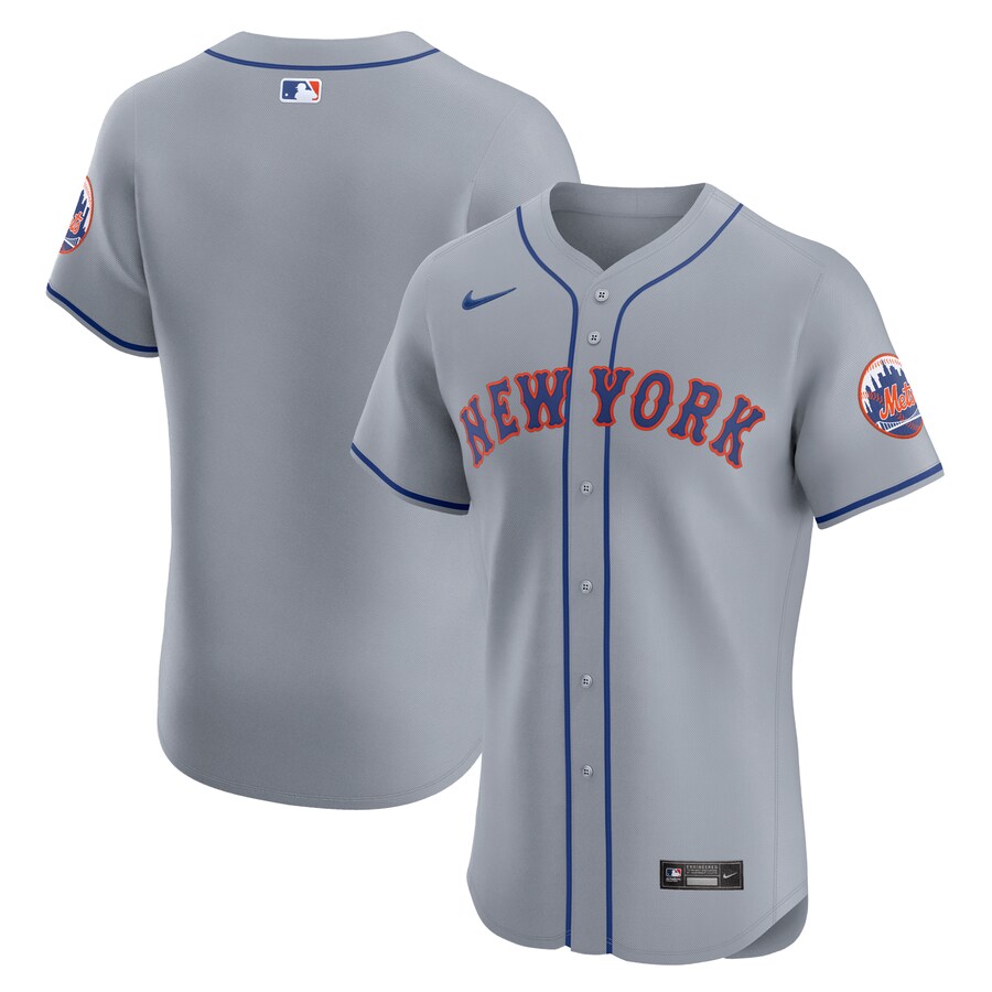 Men's New York Mets  Nike Gray Road Vapor Premier Elite Patch Jersey
