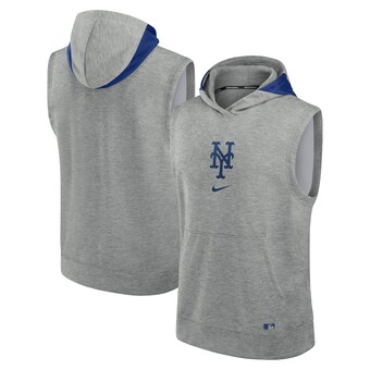 Men's New York Mets Nike Heather Gray Authentic Collection Early Work Performance Sleeveless Pullover Hoodie