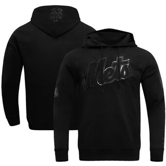 Men's New York Mets  Pro Standard Black Triple Black Double Knit Pullover Hoodie