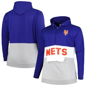 Men's New York Mets Royal/White Big & Tall Fleece Half-Zip Hoodie