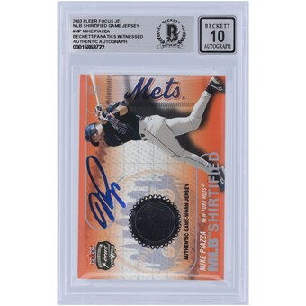 Mike Piazza New York Mets Autographed 2003 Fleer Focus Jersey Edition Shirtified Relic #MLB-MP Beckett Fanatics Witnessed Authenticated 10 Card 