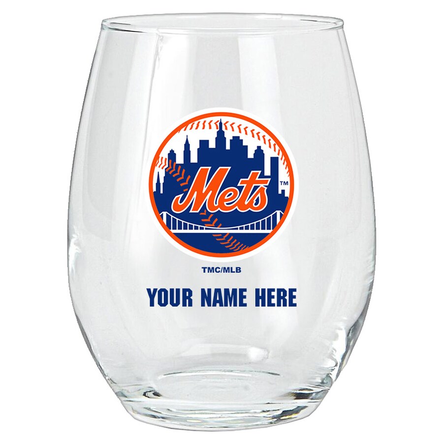 New York Mets 15oz. Personalized Stemless Glass Tumbler