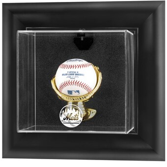 New York Mets Fanatics Authentic Black Framed Wall-Mounted Logo Baseball Display Case