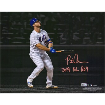 Autographed New York Mets Pete Alonso Fanatics Authentic 11" x 14" Watching Home Run Spotlight Photograph with "2019 NL ROY" Inscription