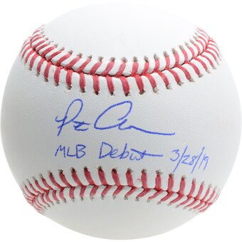 Autographed New York Mets Pete Alonso Fanatics Authentic Baseball with "3/28/19 Debut" Inscription