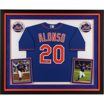 Autographed New York Mets Pete Alonso Fanatics Authentic Deluxe Framed Nike Blue Replica Jersey