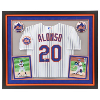 Autographed New York Mets Pete Alonso Fanatics Authentic Deluxe Framed Nike White Authentic Jersey