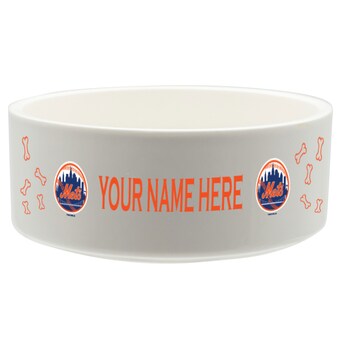 New York Mets White 20oz. Personalized Pet Bowl