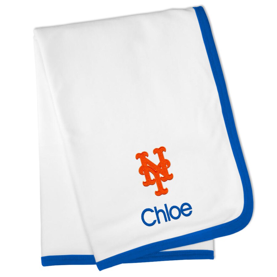 New York Mets White Personalized Baby Blanket