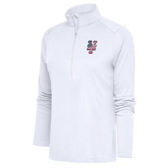 Women's New York Mets  Antigua White Patriotic Tribute Half-Zip Pullover Top